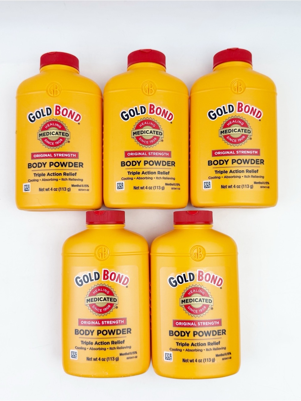 FIVE Gold Bond Original Strength Body Powder w/ Talc 4 oz New